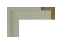 Perfil de moldura caja americana en madera de pino lacada en blanco modelo 018-030, alta recta para lienzos flotantes