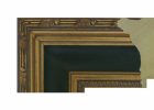Moldura barroca de madera de ayous con acabado dorado y centro verde, modelo 111-002. Ideal para enmarcar obras clásicas, espejos o láminas decorativas. Moldura artesanal con detalles en relieve y estilo elegante para decoración tradicional o vintage.