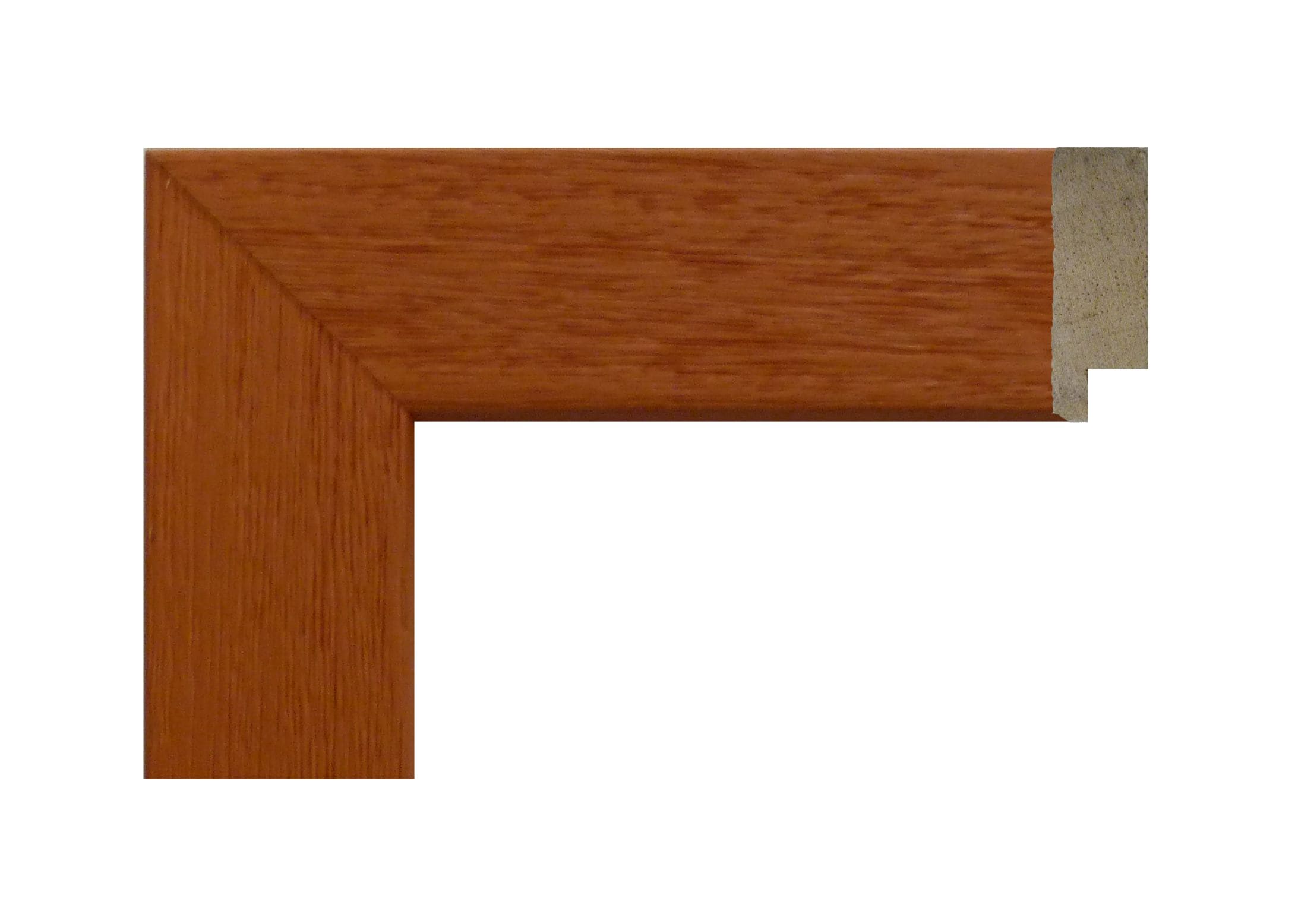 moldura 310 071 - Molduras Salas Moldura de madera de Ayous color naranja rústica, modelo 310-071. Moldura con textura rugosa que imita las vetas naturales de la madera, aportando un acabado cálido, artesanal y contemporáneo. Ideal para enmarcar fotografías, láminas o espejos con un toque original y luminoso.