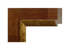 Moldura de madera color cerezo con filo dorado