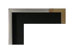 Moldura caja americana de madera de pino finger en color negro con filo plata