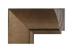 Moldura de madera de pino finger joint acabado bronce envejecido, perfil recto con escalón interior