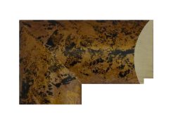 Moldura de madera de ayous dorada con pátina negra y acabado decorativo artesanal