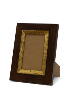 Portafoto de madera de pino finger color wengué con filo dorado