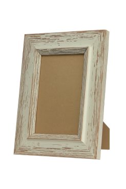 Portafoto de madera de pino finger color blanco con filo nogal decapado