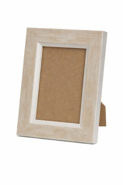 Portafoto de madera de pino finger blanco decapado con filo blanco