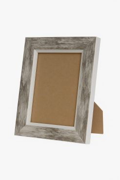 Portafoto de madera de pino finger gris decapado con filo blanco