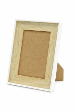 Portafoto de madera de pino finger blanco decapado