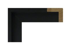 Perfil de marco caja americana en madera de pino lacada en negro modelo 018-054, moldura alta recta para lienzos flotantes