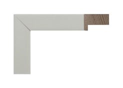 Marco tipo caja de madera de pino finger modelo 027-030, lacado en color blanco y con perfil alto y recto ideal para enmarcar lienzos o fotografías