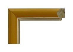 Marco amarillo de madera de pino finger modelo 035-021 con dos filos plata, diseño moldurado de estilo clásico ideal para enmarcar fotografías, láminas o cuadros