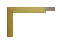 Marco tipo cajón en acabado oro, modelo 165-005. Moldura de madera con unión finger, perfil recto y superficie dorada con leve textura metálica. Ideal para enmarcar obras contemporáneas, espejos o fotografías, aportando un toque elegante y sofisticado.