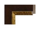 Marco de madera de pino finger color wengué con filo dorado