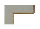 Marco de madera de ayous tipo arpillera en color blanco con filo oro
