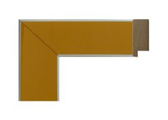 Marco de madera de pino finger en acabado amarillo brillo con filos plata