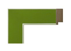 Marco de madera de pino finger en acabado verde brillo con filos plata