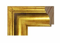 Marco de madera de pino finger joint dorado, acabado clásico con moldura interior marcada