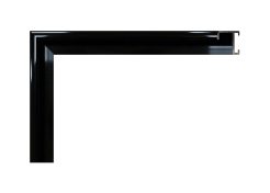 Marco de aluminio Nielsen color negro brillo (jet polished black), perfil curvo, acabado metálico brillante