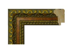 Moldura oro labrada 054-151 fabricada en madera de pino finger. Moldura decorativa con relieve tallado y centro en color cobre, combinada con detalles en tono oro que realzan su elegancia. Perfecta para enmarcar espejos, fotografías o cuadros con un estilo clásico y distinguido.