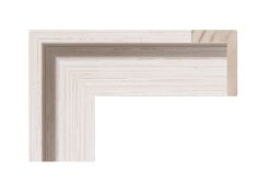 Perfil de marco caja americana en madera de pino blanco decapado modelo 018-215, moldura alta recta para lienzos flotantes