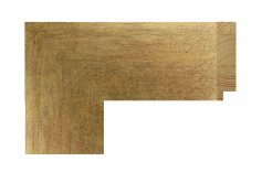 Moldura de madera de pino con acabado dorado, superficie lisa con ligera textura visible y tono cálido uniforme, de estilo clásico y elegante.