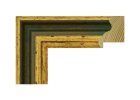 Marco de madera en color oro con centro verde, acabado liso y estilo clásico decorativo.
