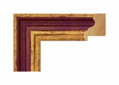 Moldura de madera en acabado oro con centro en tono burdeos, superficie lisa y uniforme, de aspecto decorativo y clásico.