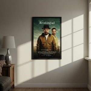 En la foto se muestra un póster de la famosa serie "Breaking Bad", enmarcado a medida y colgado de la pared