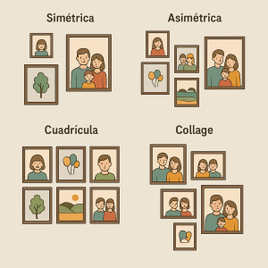 Diferentes tipos de estructuras de cuadros para una galería de cuadros en casa